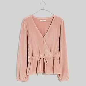 Madewell velvet Corduroy Tie-Front Faux-Wrap Top Small
